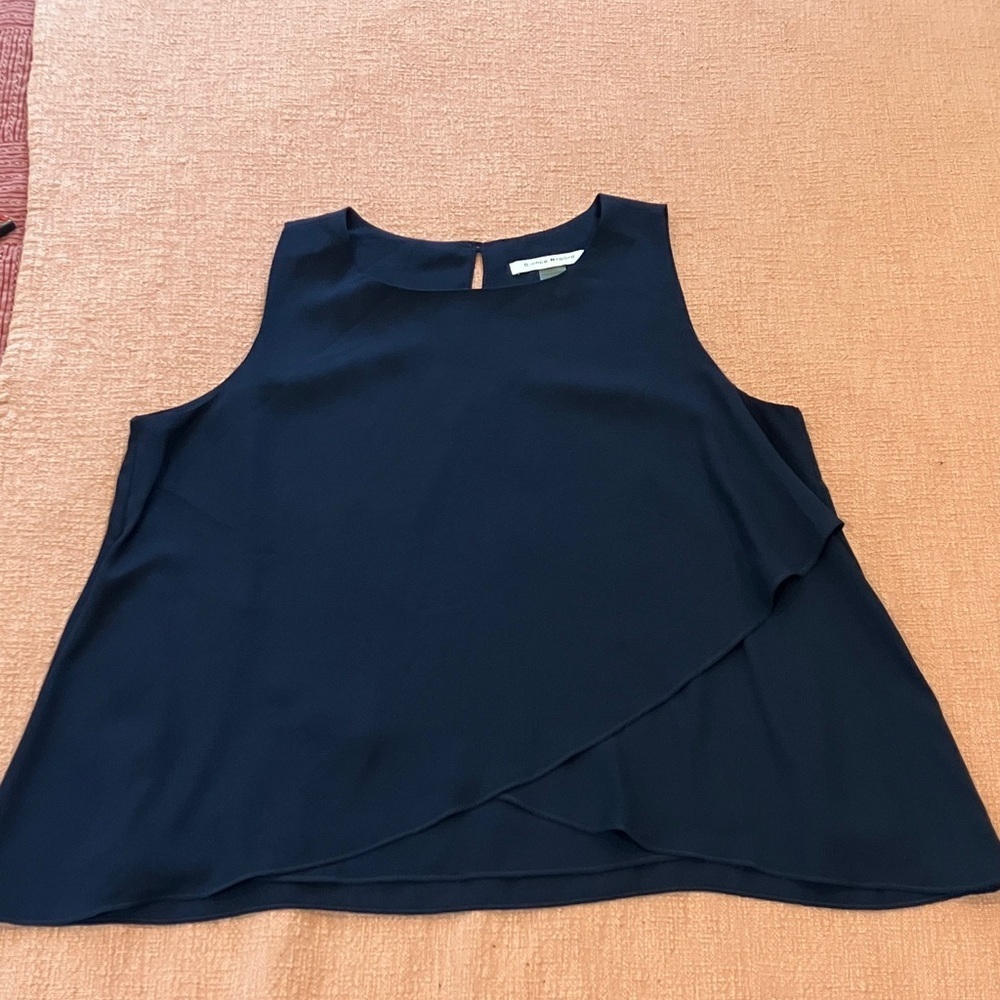 Chic lined Navy Sleeveless Blouse